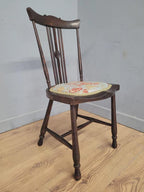 Edwardian Spindle Back Chair Upholstered Seat Antique Bedroom Chair