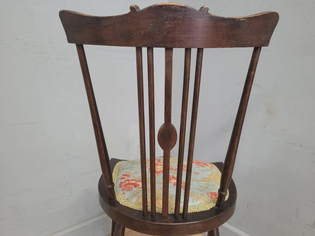 Edwardian Spindle Back Chair Upholstered Seat Antique Bedroom Chair