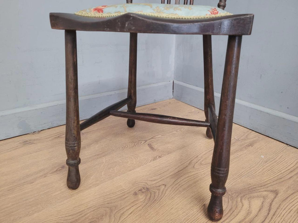 Edwardian Spindle Back Chair Upholstered Seat Antique Bedroom Chair