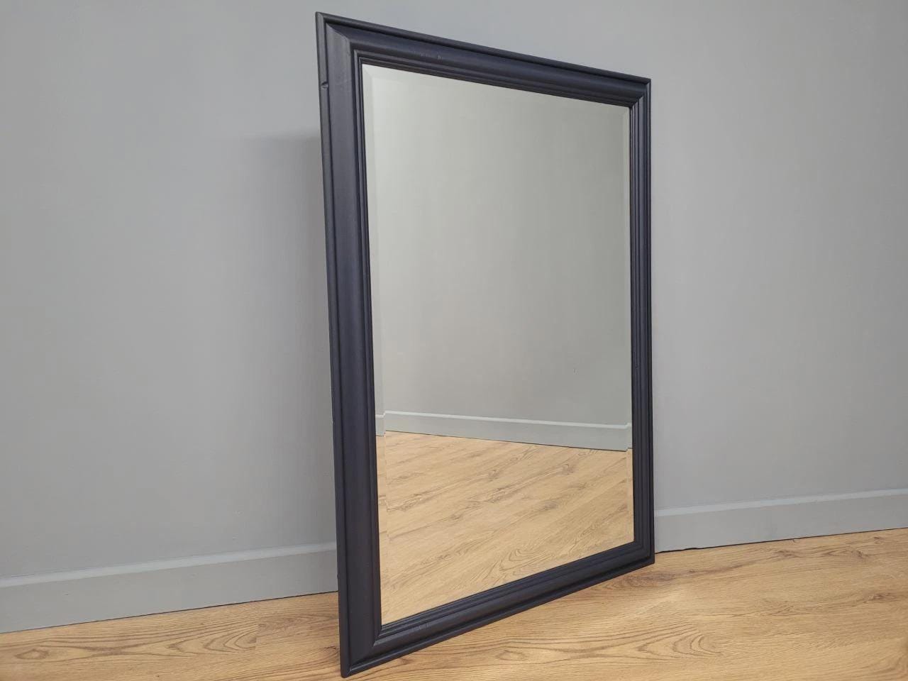 Pine Framed Wall Mirror Bevel Edge Fusion Blue Hand Painted Large Mirror
