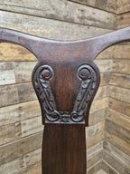 Pair Mahogany Queen Anne Chairs Upholstered Seats Hall Bedroom Chairs Vintage