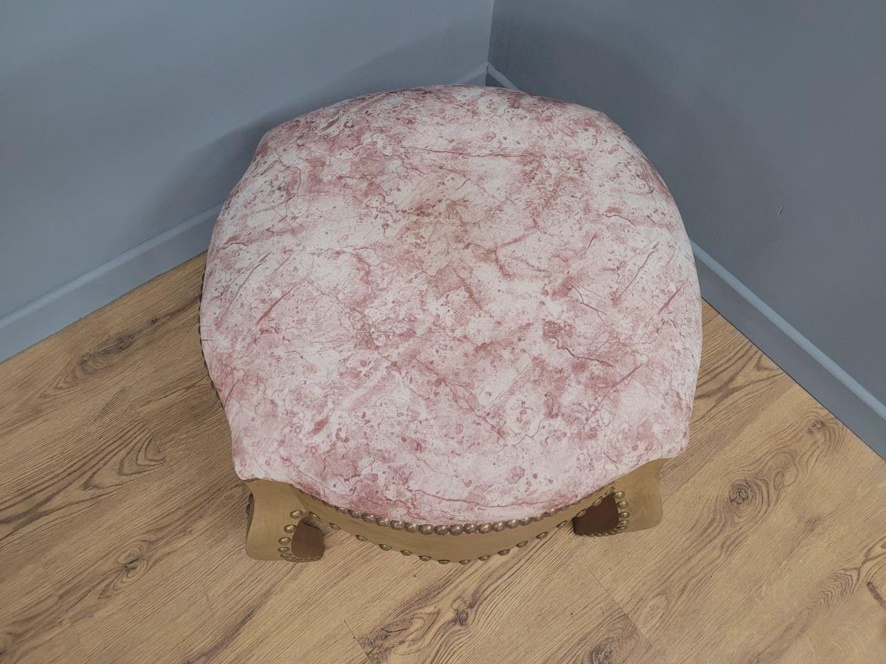 Large Upholstered Footstool Gold Base Boho Style Vintage