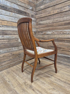 Edwardian Office Armchair Spindle Back Needlepoint Seat Antique Desk Chair