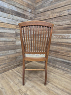 Edwardian Office Armchair Spindle Back Needlepoint Seat Antique Desk Chair