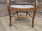Edwardian Office Armchair Spindle Back Needlepoint Seat Antique Desk Chair