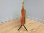Furnway Magazine Rack Teak Brass Pink Velvet Folding Mid Century Retro Kitsch