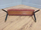 Furnway Magazine Rack Teak Brass Pink Velvet Folding Mid Century Retro Kitsch
