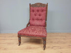 Edwardian Armchair Mahogany Upholstered Carved Lounge Chair Antique Armchair