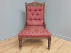 Edwardian Armchair Mahogany Upholstered Carved Lounge Chair Antique Armchair