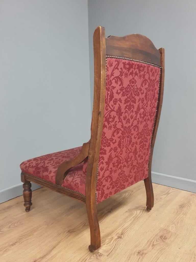 Edwardian Armchair Mahogany Upholstered Carved Lounge Chair Antique Armchair