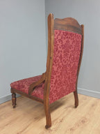Edwardian Armchair Mahogany Upholstered Carved Lounge Chair Antique Armchair