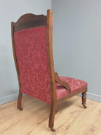 Edwardian Armchair Mahogany Upholstered Carved Lounge Chair Antique Armchair