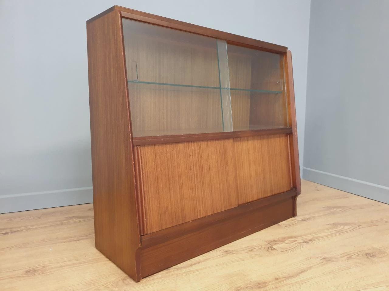 G Plan Brandon Teak Display Cabinet Sliding Glass Mid Century