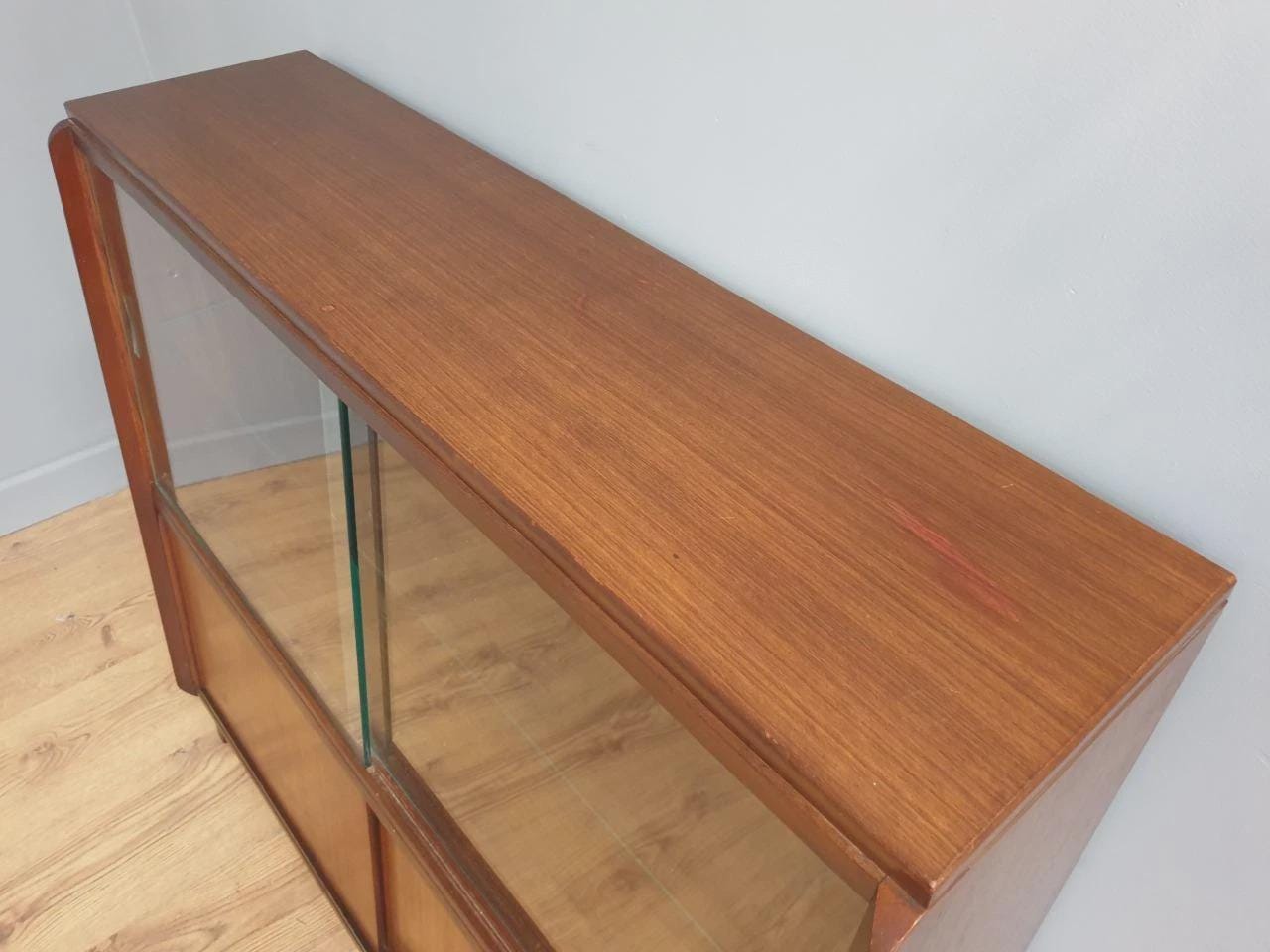 G Plan Brandon Teak Display Cabinet Sliding Glass Mid Century