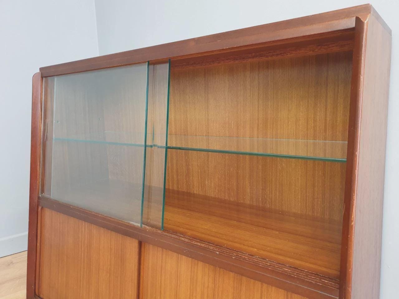 G Plan Brandon Teak Display Cabinet Sliding Glass Mid Century