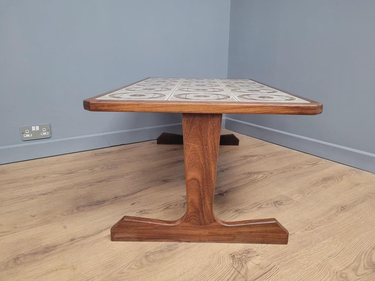 MCM G Plan Teak Coffee Table Tile Top Trestle Mid Century Retro Chic
