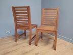MCM Teak Dining Chairs Slatted Back Mid Century Pair Vintage Chairs