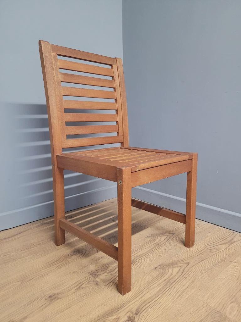 MCM Teak Dining Chairs Slatted Back Mid Century Pair Vintage Chairs