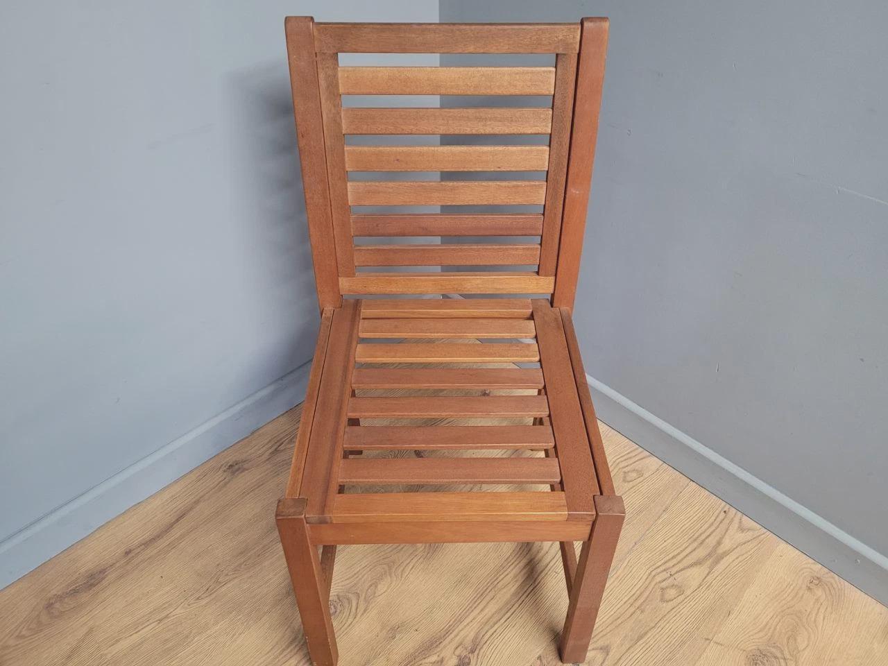 MCM Teak Dining Chairs Slatted Back Mid Century Pair Vintage Chairs