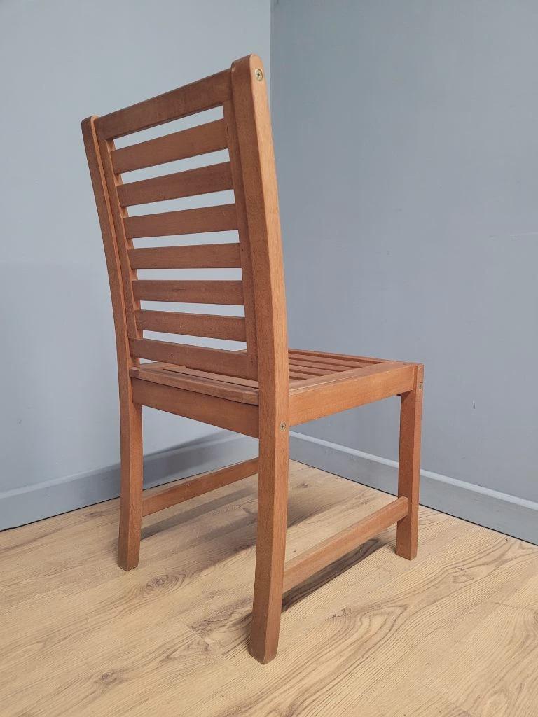 MCM Teak Dining Chairs Slatted Back Mid Century Pair Vintage Chairs