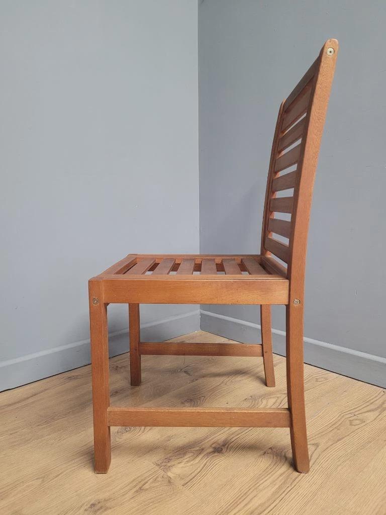 MCM Teak Dining Chairs Slatted Back Mid Century Pair Vintage Chairs