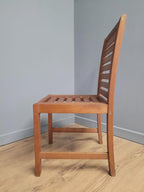 MCM Teak Dining Chairs Slatted Back Mid Century Pair Vintage Chairs