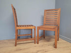 MCM Teak Dining Chairs Slatted Back Mid Century Pair Vintage Chairs