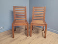 MCM Teak Dining Chairs Slatted Back Mid Century Pair Vintage Chairs