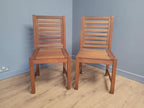 MCM Teak Dining Chairs Slatted Back Mid Century Pair Vintage Chairs