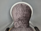 Louis XV Armchair Velvet Upholstered Silver Frame French Style