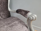 Louis XV Armchair Velvet Upholstered Silver Frame French Style
