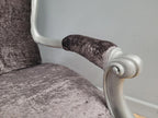 Louis XV Armchair Velvet Upholstered Silver Frame French Style