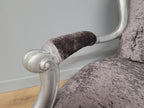 Louis XV Armchair Velvet Upholstered Silver Frame French Style