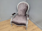 Louis XV Armchair Velvet Upholstered Silver Frame French Style