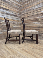 Pair Mahogany Hepplewhite Dining Chairs Shield Back Upholstered Antique Georgian