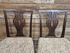 Pair Mahogany Hepplewhite Dining Chairs Shield Back Upholstered Antique Georgian