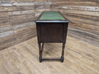 Vintage oak writing desk faux leather top five drawer study desk