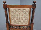 Edwardian Armchair Mahogany Open Arm Turned Legs Castors Upholstered