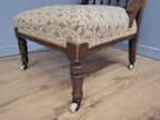 Edwardian Armchair Mahogany Open Arm Turned Legs Castors Upholstered