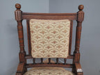 Edwardian Armchair Mahogany Open Arm Turned Legs Castors Upholstered