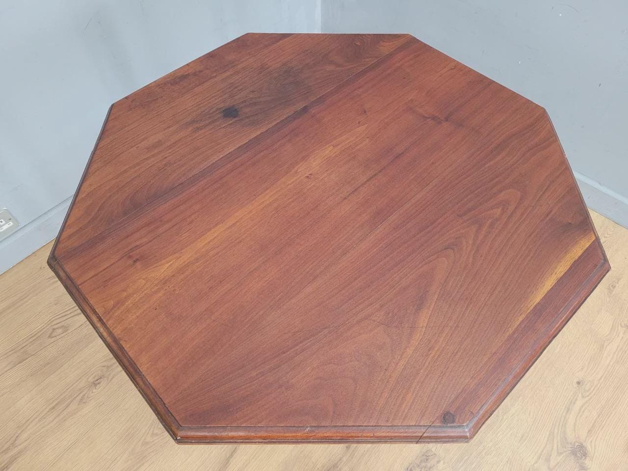 Edwardian Octagonal Table Mahogany Turned Legs Under Tier Occasional