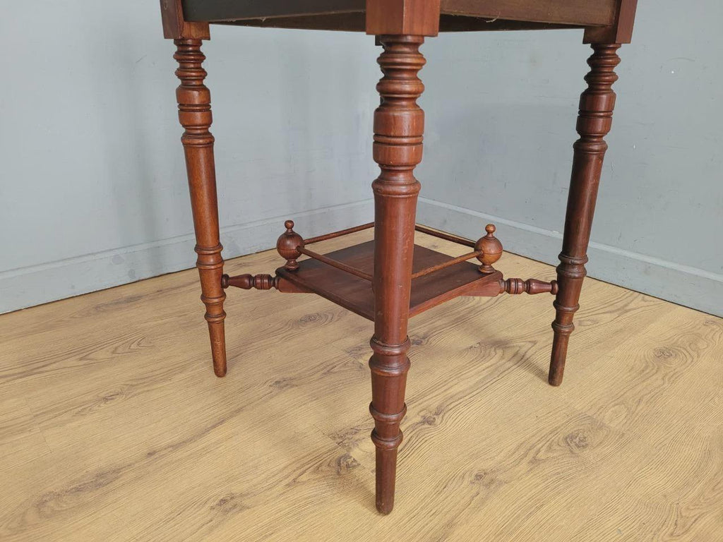 Edwardian Octagonal Table Mahogany Turned Legs Under Tier Occasional