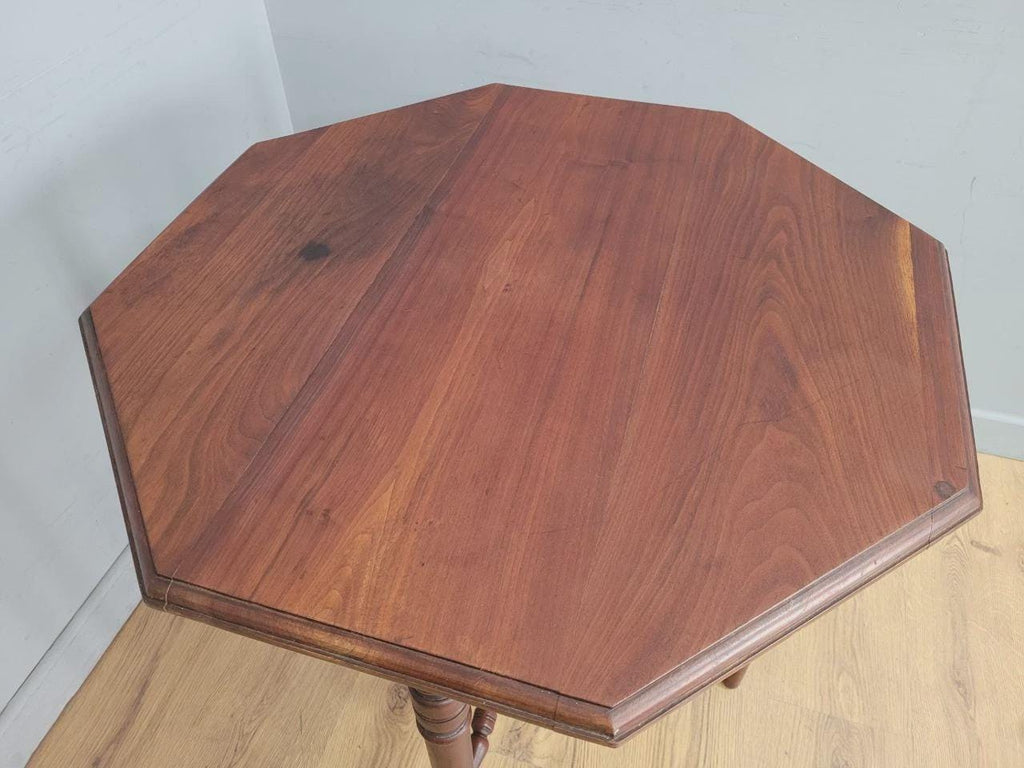 Edwardian Octagonal Table Mahogany Turned Legs Under Tier Occasional