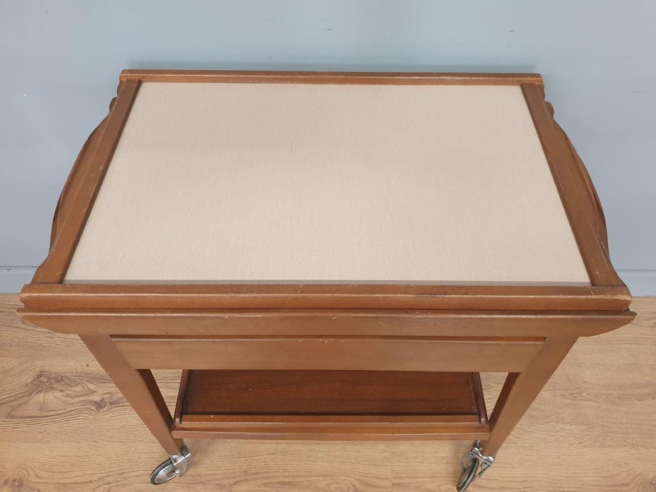 Teak Drinks Trolley Mid Century Pull Out Leaves Serving Cart