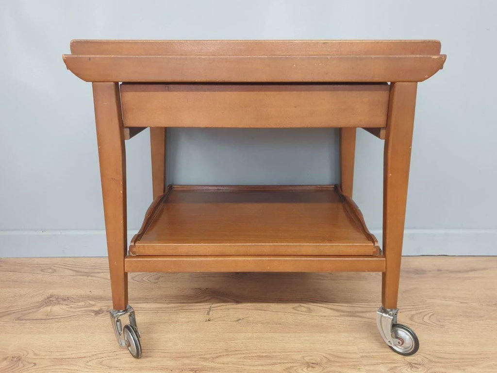 Teak Drinks Trolley Mid Century Pull Out Leaves Serving Cart