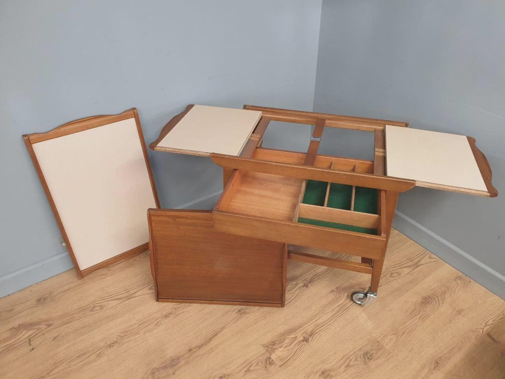 Teak Drinks Trolley Mid Century Pull Out Leaves Serving Cart
