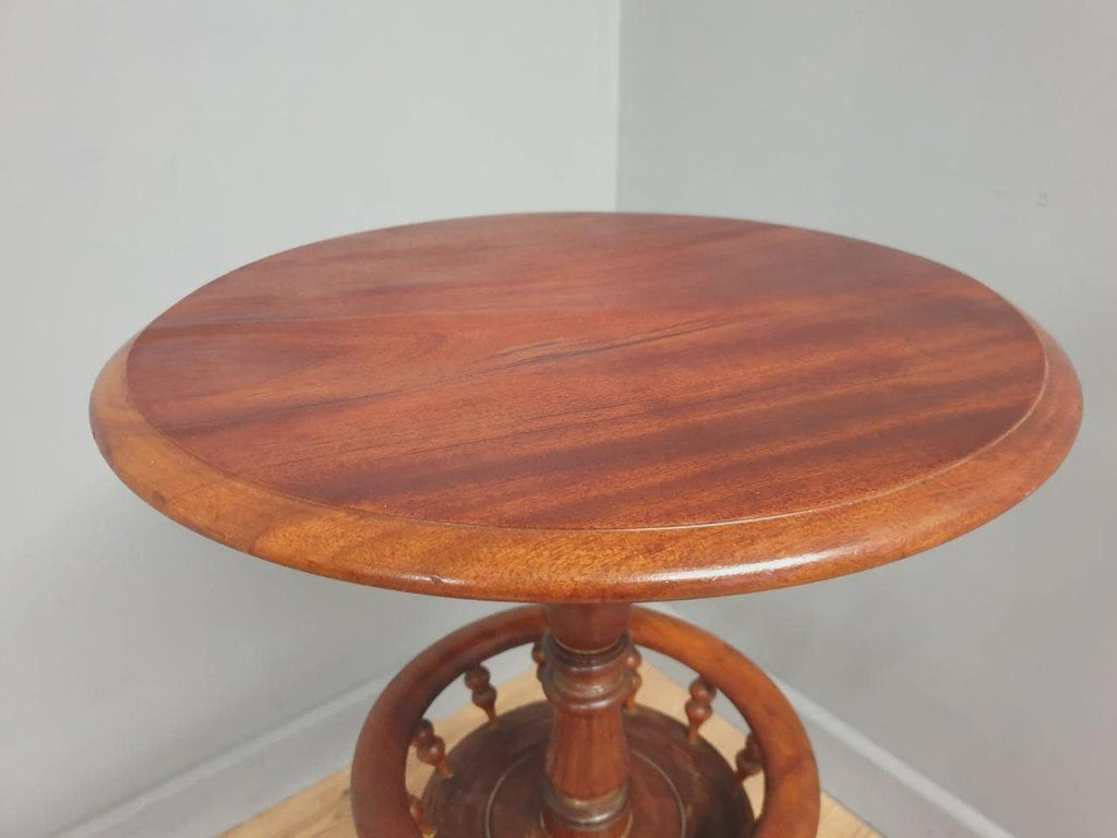 Antique Mahogany Wine Table Late Victorian Turned Pedestal Circular Top