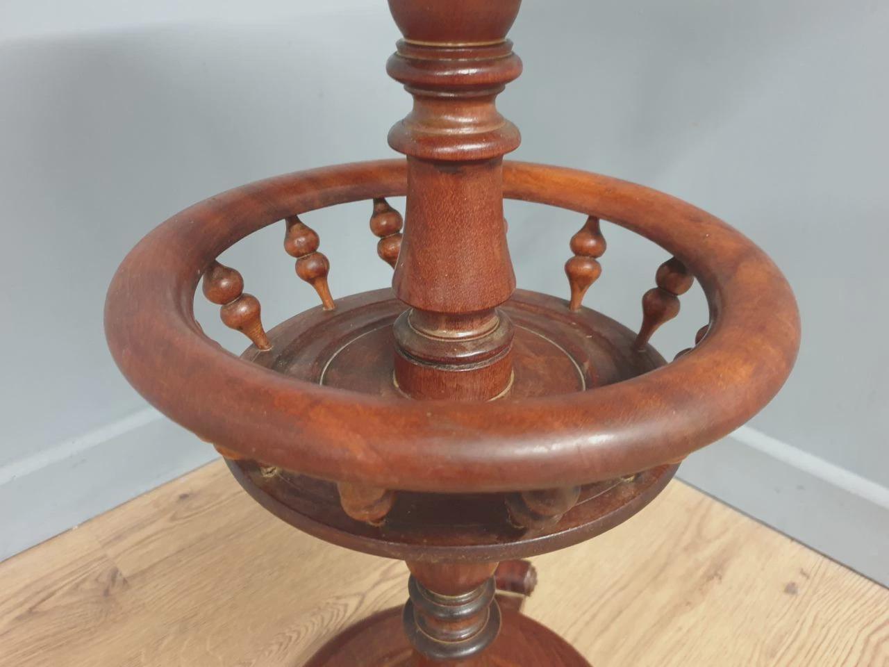 Antique Mahogany Wine Table Late Victorian Turned Pedestal Circular Top
