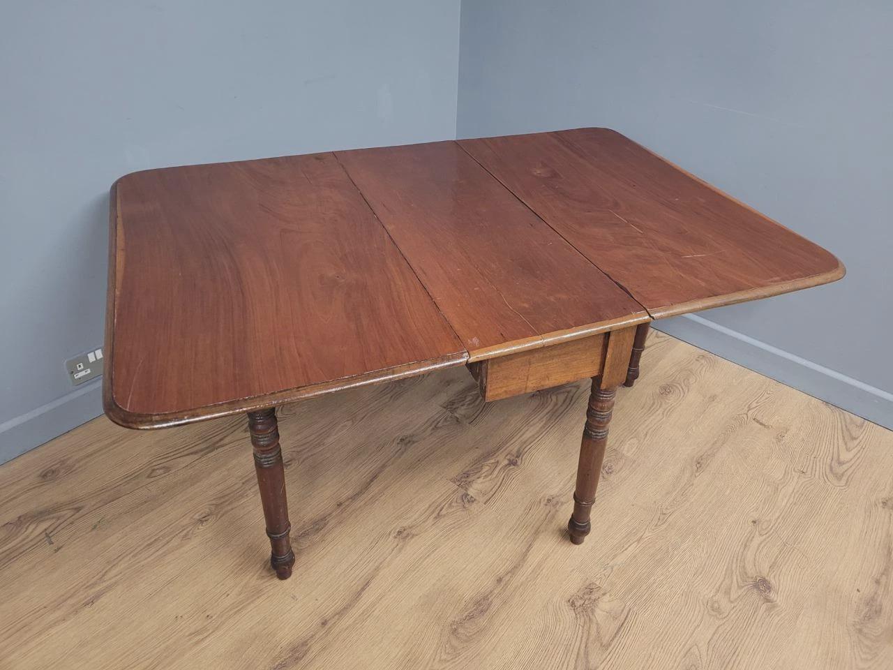 Antique Mahogany Drop Leaf Dining Table Late Victorian Turned Legs