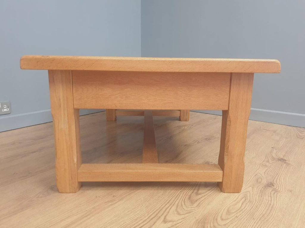 Blonde Oak Coffee Table Drawer Rustic Style Solid Wood Low Table